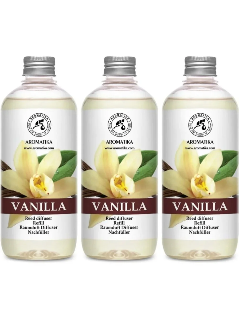 Vanilla Scented Reed Diffuser Refill - 3x500ml Home Fragrance Oil - Long Lasting
